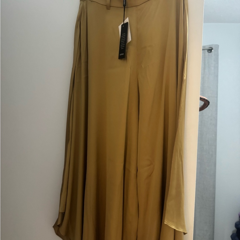 Lily silk wide-leg fig pants-taffy - Picture 4 of 5